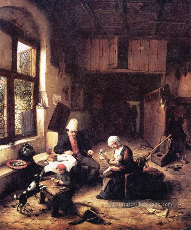 Cottage Hollandais genre peintres Adriaen van Ostade Peintures à l'huile